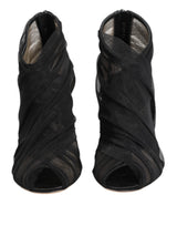 Dolce & Gabbana Black Mesh Stiletto Heels Ankle Boots