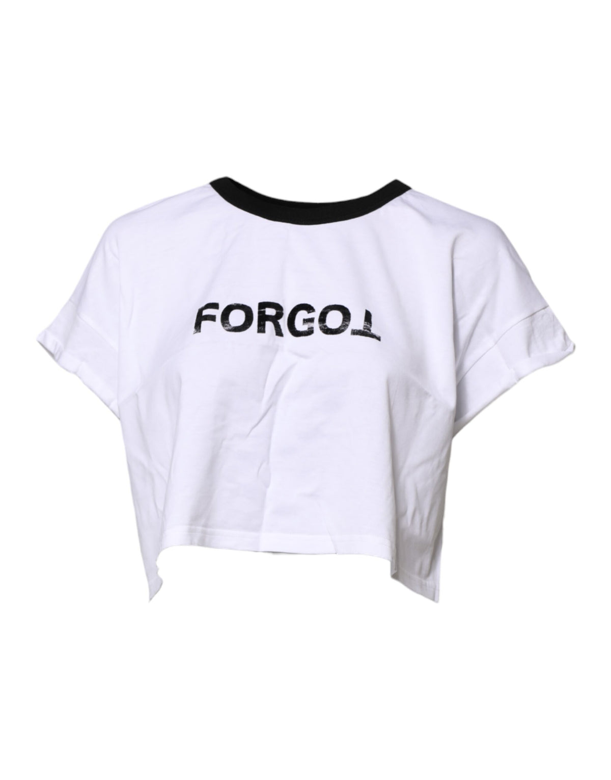 Dolce & Gabbana T-shirt Cropped Blanc en Coton à Col Rond
