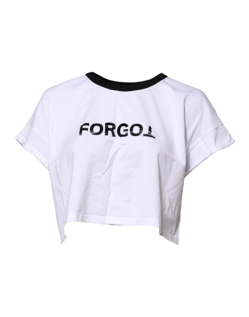 Dolce & Gabbana T-shirt Cropped Blanc en Coton à Col Rond