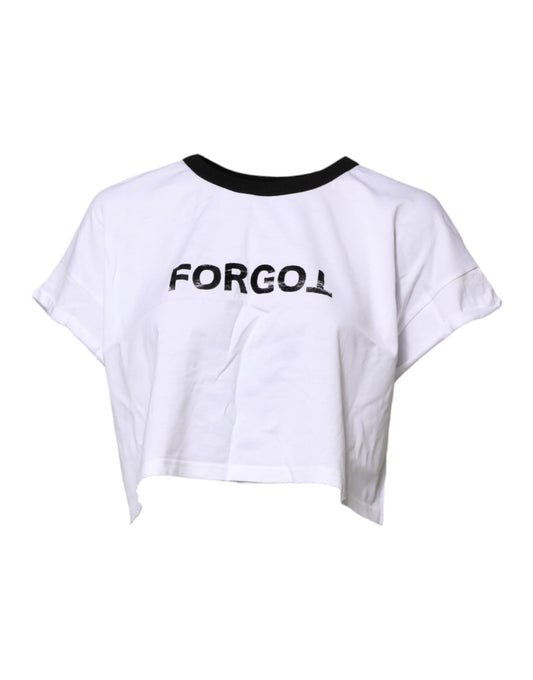 Dolce & Gabbana wit katoenen cropped T-shirt met ronde hals.