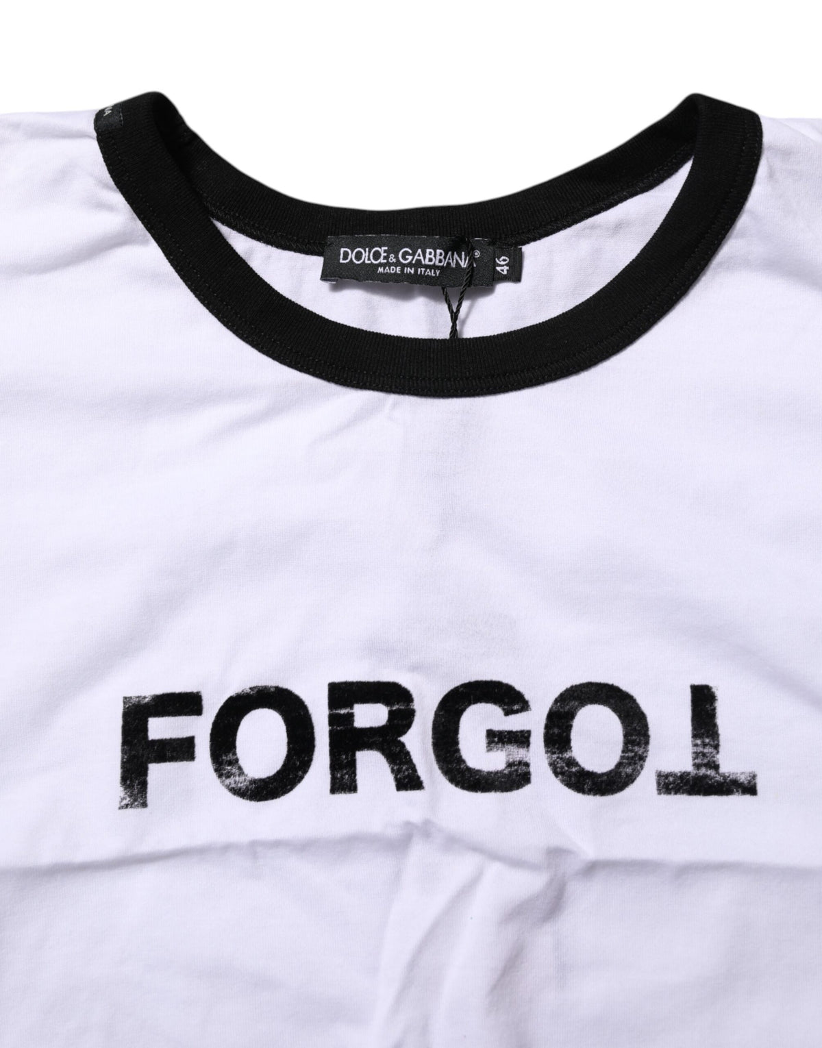 Dolce & Gabbana T-shirt Cropped Blanc en Coton à Col Rond