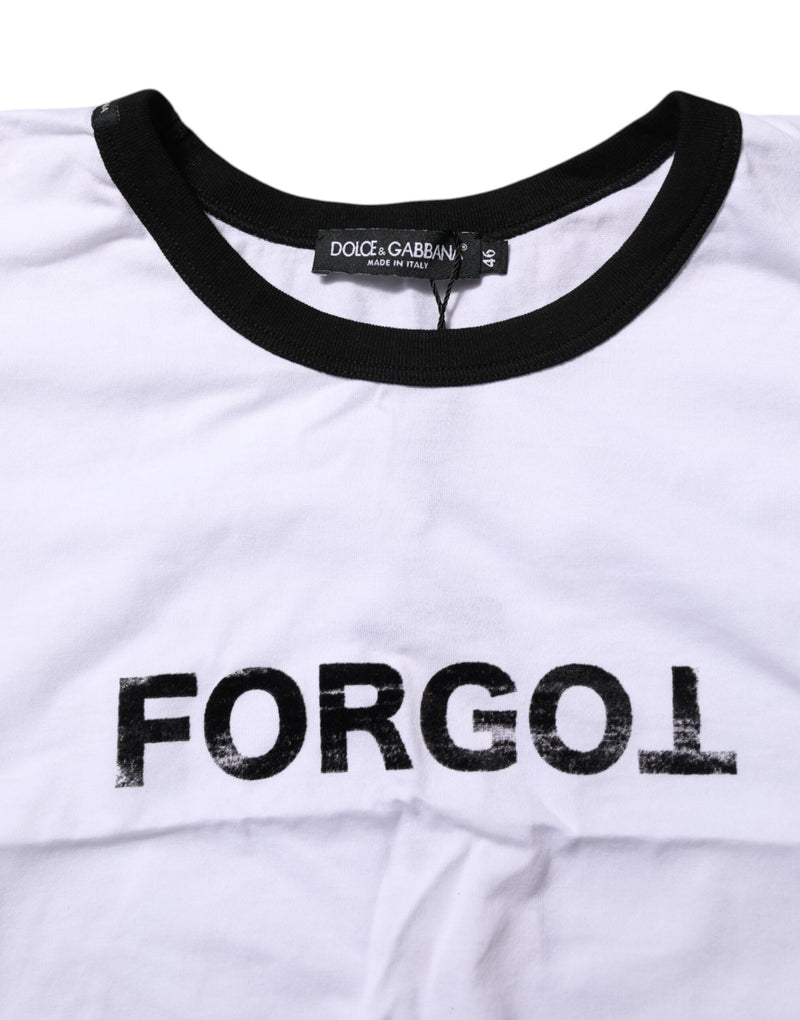 Dolce & Gabbana T-shirt Cropped Blanc en Coton à Col Rond
