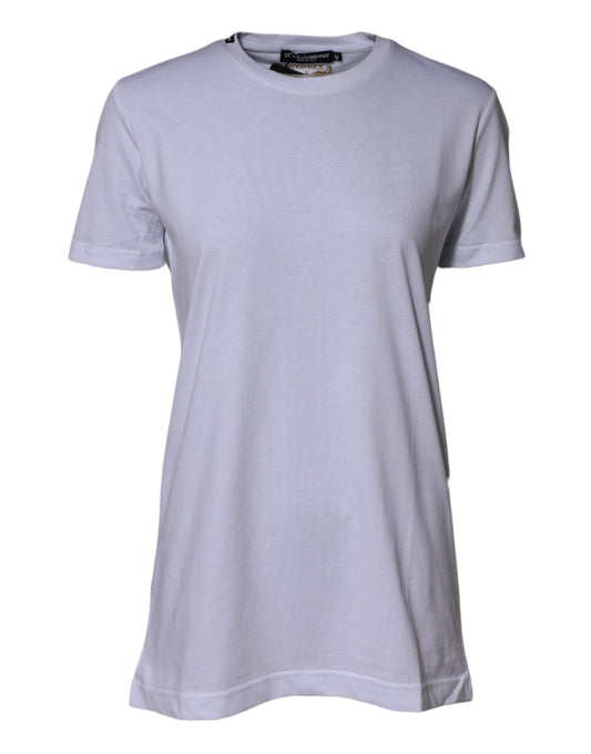 Dolce & Gabbana wit katoenen T-shirt met ronde hals en de tekst 'Goodluck 2023'