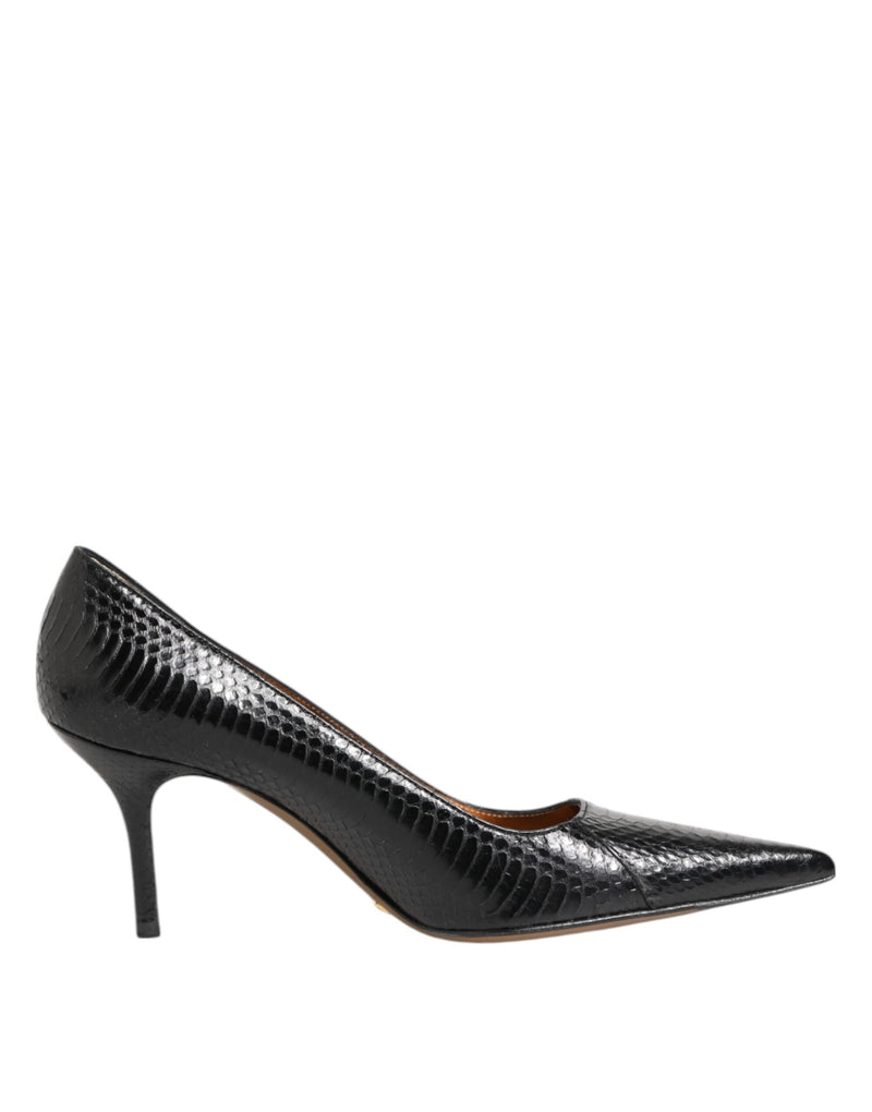 Dolce & Gabbana Black Exotic Leather Stiletto Pumps