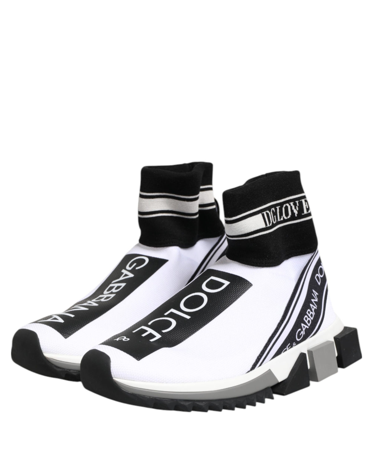 Dolce & Gabbana Sorrento White Black Slip-On Sneakers