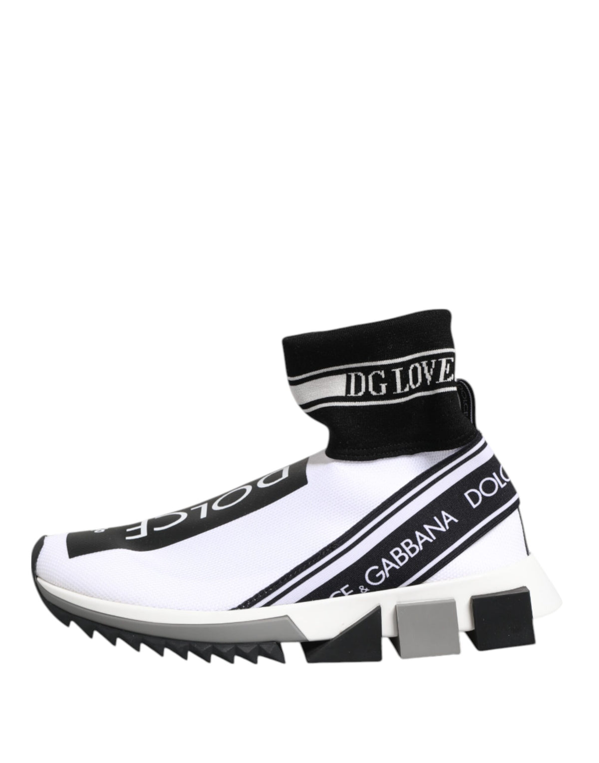 Dolce & Gabbana Sorrento White Black Slip-On Sneakers