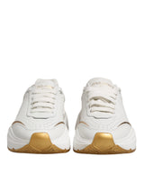 Dolce & Gabbana DAYMASTER Sneakers en Cuir Blanc et Or