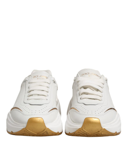 Dolce & Gabbana DAYMASTER leren sneakers in wit goud