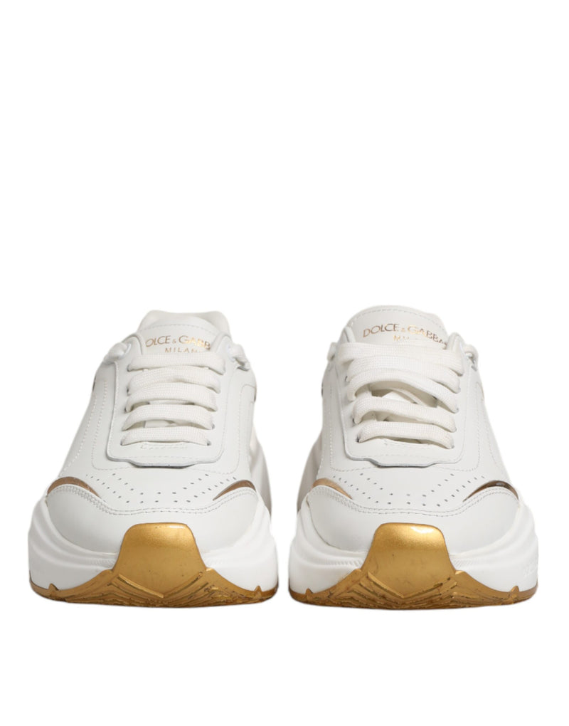 Dolce & Gabbana DAYMASTER Sneakers en Cuir Blanc et Or