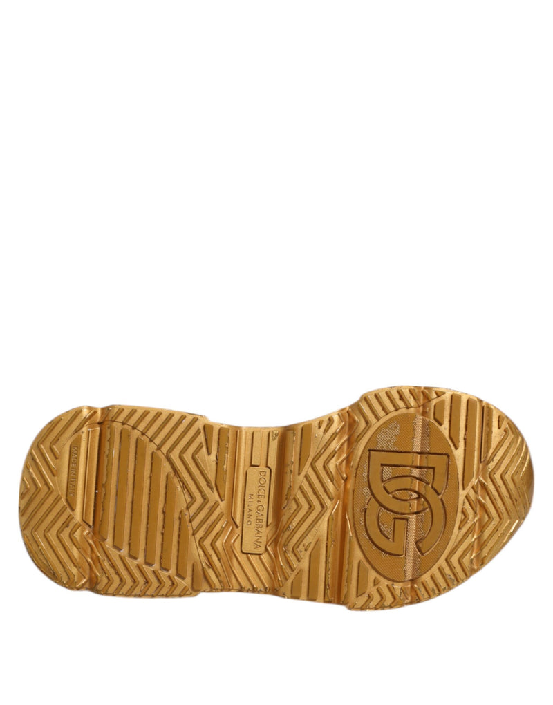 Dolce & Gabbana DAYMASTER Sneakers en Cuir Blanc et Or