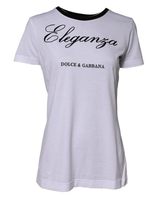 T-shirt blanc à col rond en coton Eleganza de Dolce & Gabbana