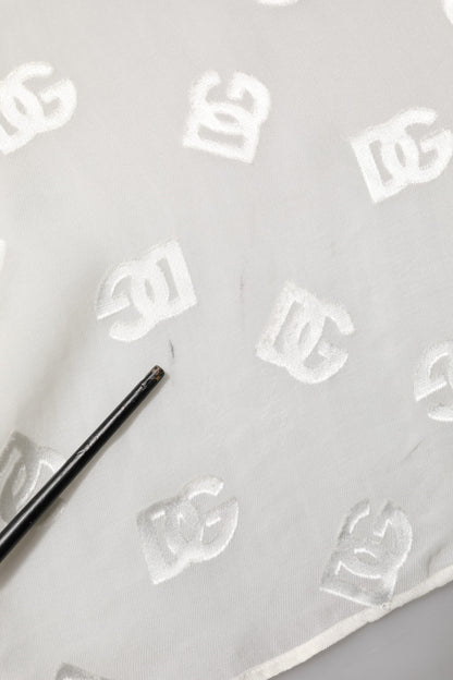 Dolce & Gabbana Off White Top met Logo Monogram en Ascot Kraag