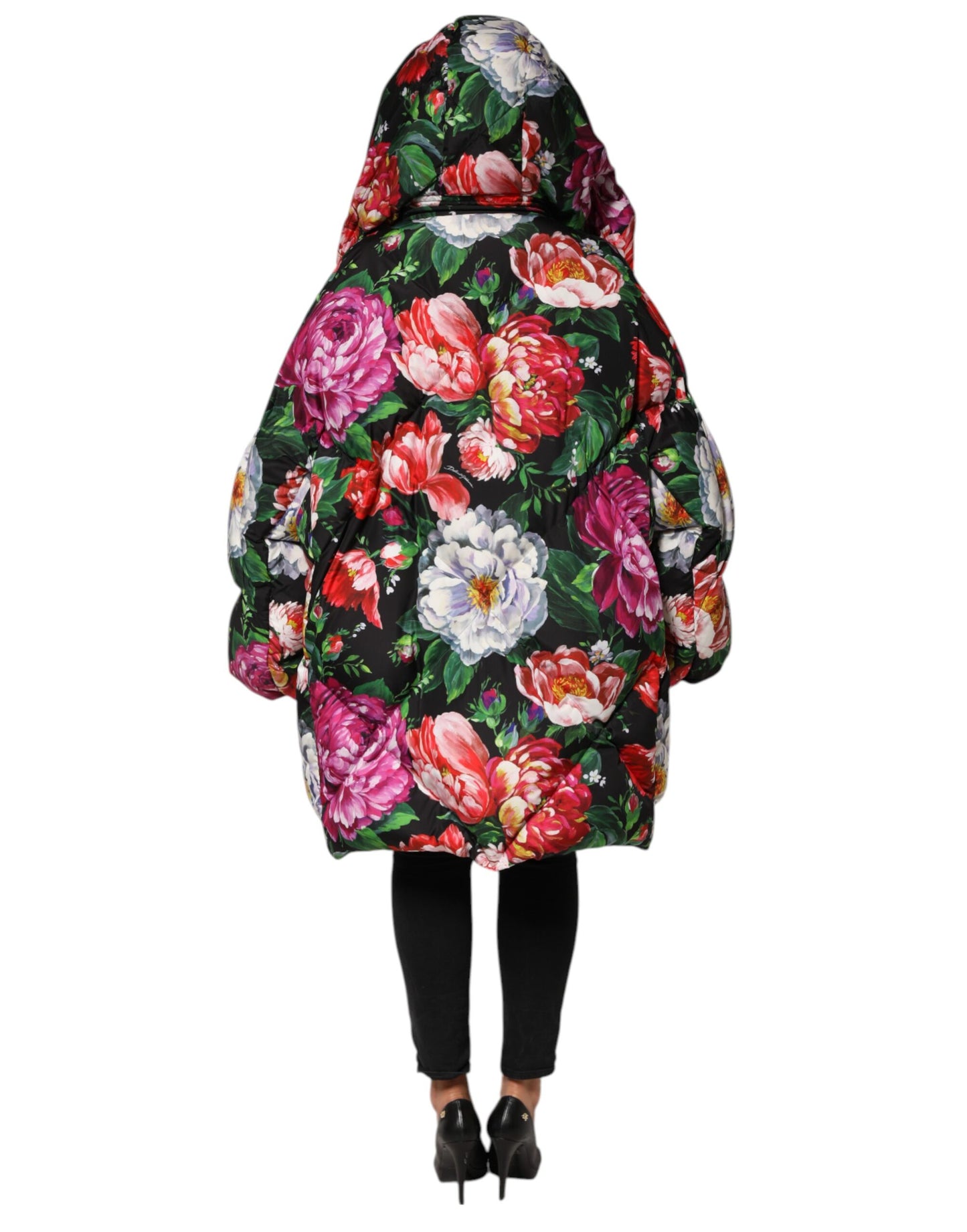 Manteau doudoune à capuche à motifs floraux multicolores Dolce & Gabbana