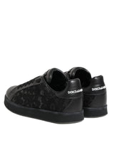 Dolce & Gabbana Black Floral Lace Low Top Sneakers