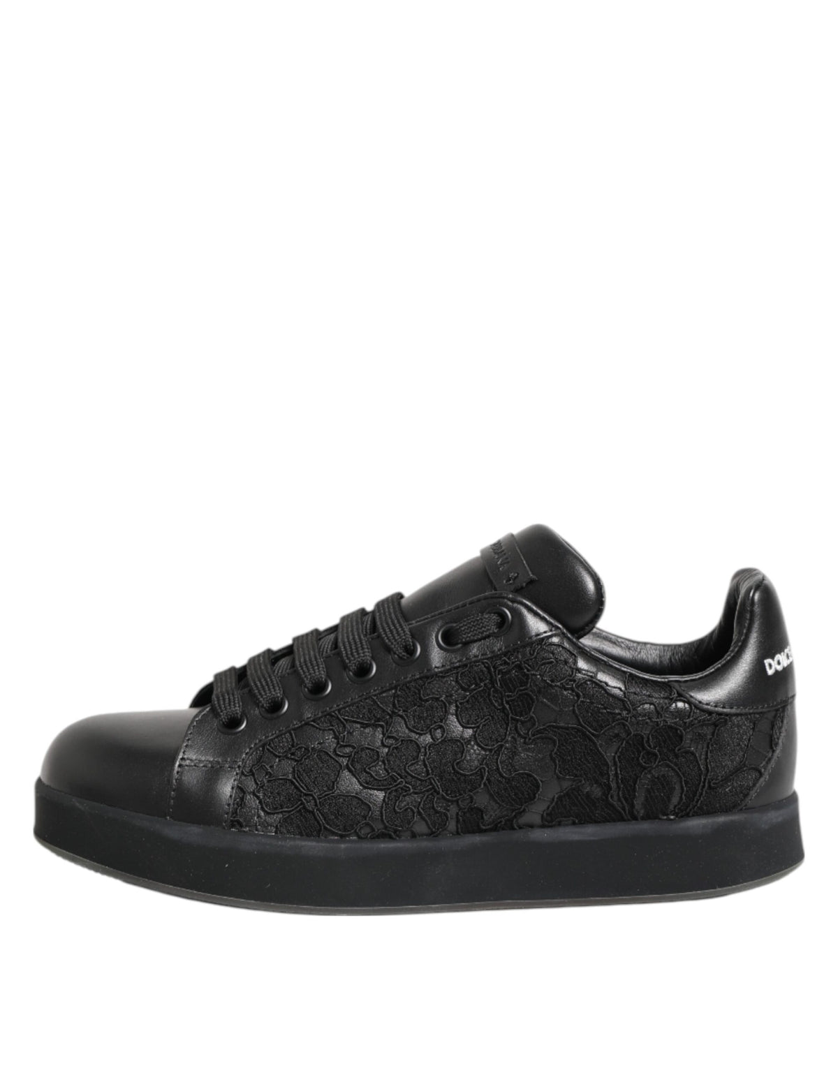 Dolce & Gabbana Black Floral Lace Low Top Sneakers