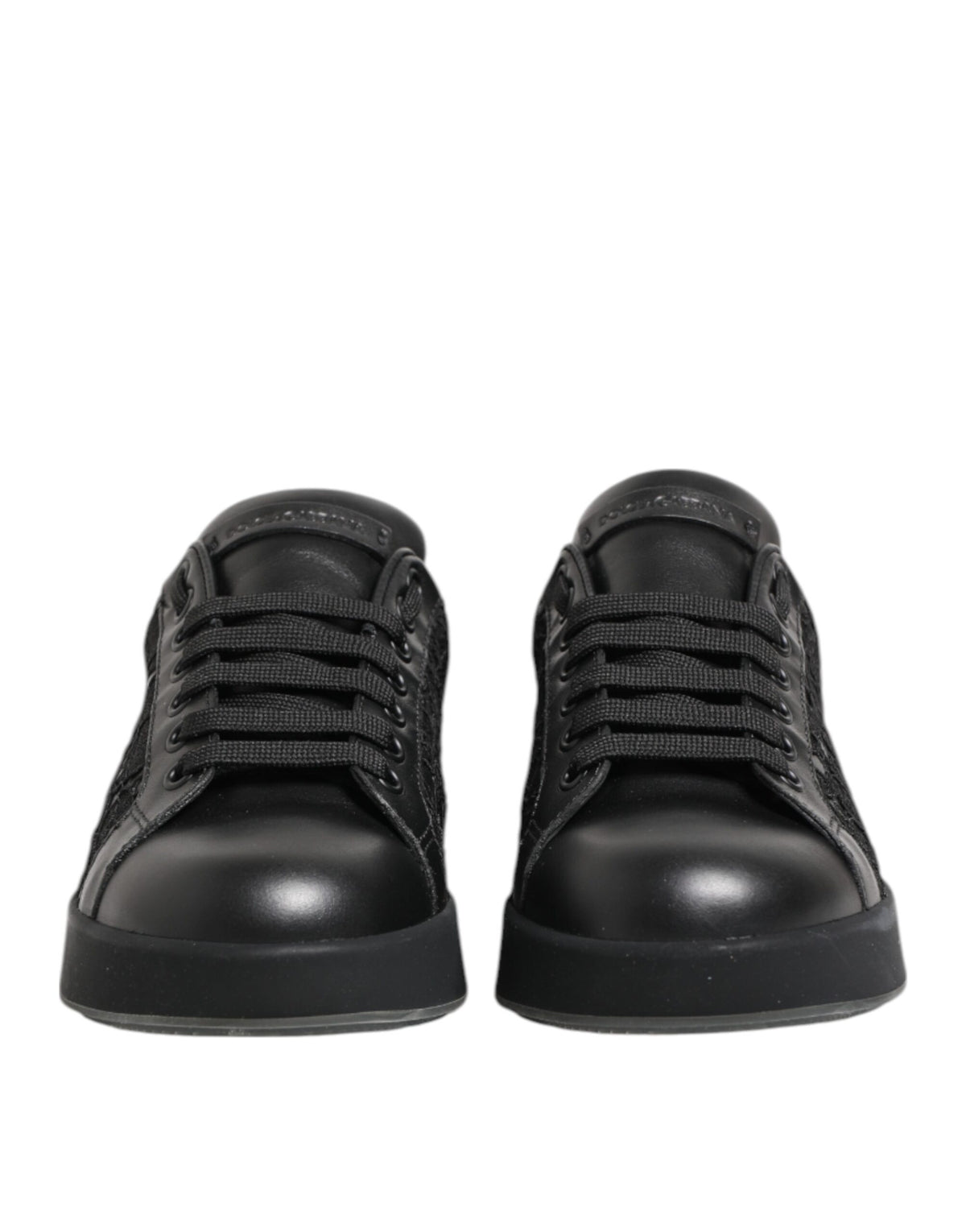 Dolce & Gabbana Black Floral Lace Low Top Sneakers