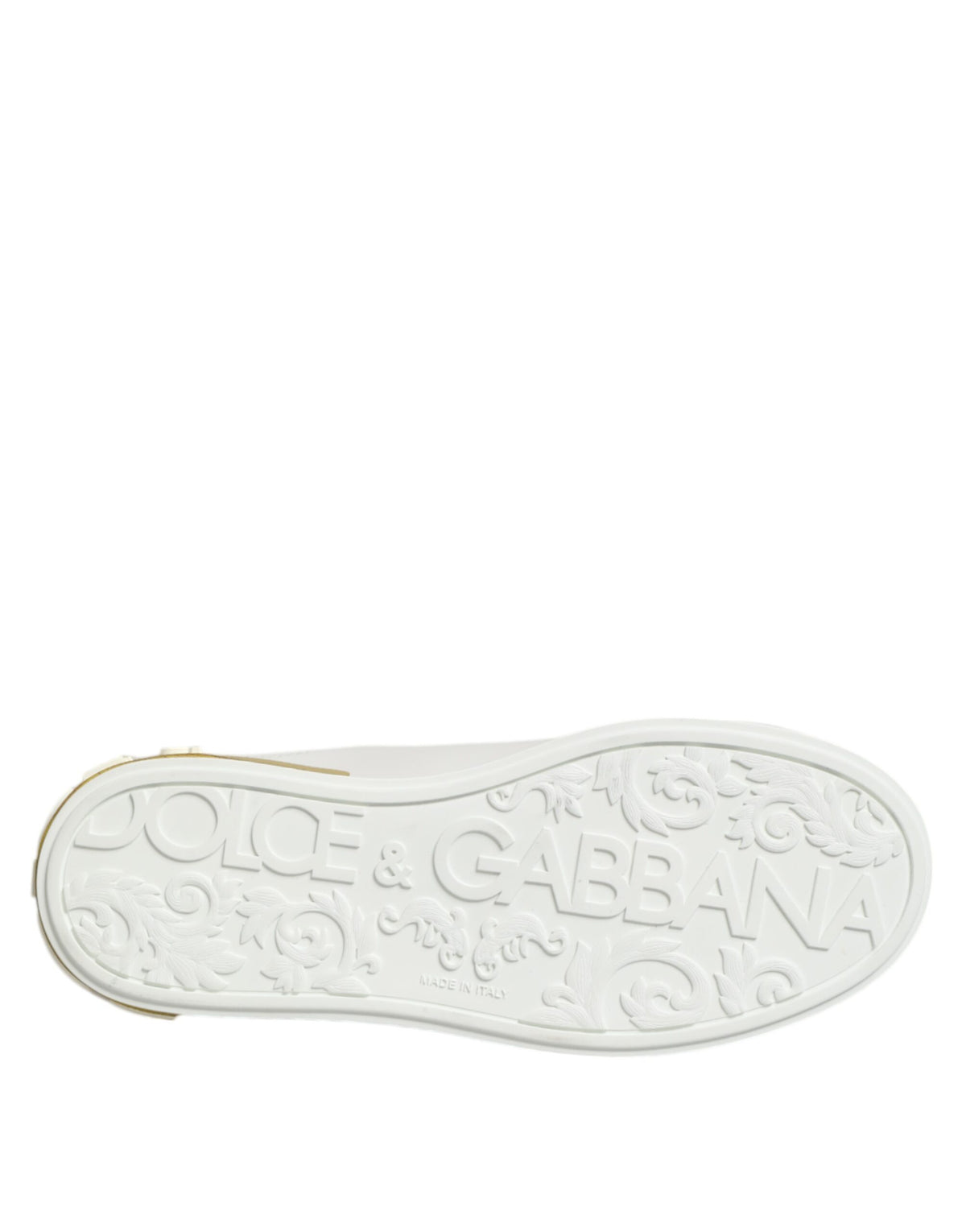 Dolce & Gabbana Sneakers Basses Blanches et Jaunes en Cuir