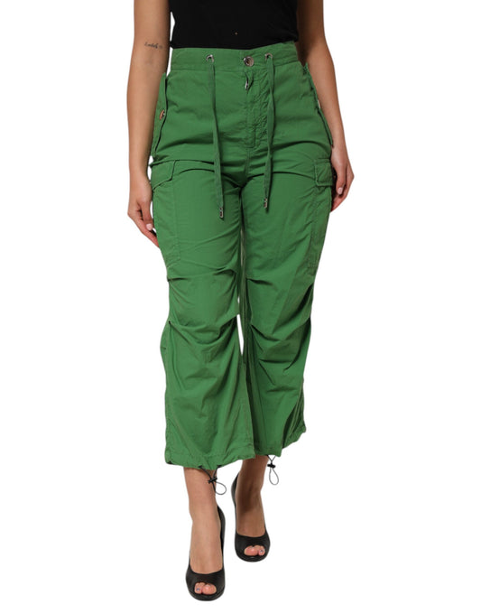 Dolce & Gabbana Pantalon Cargo Taille Haute Vert en Coton