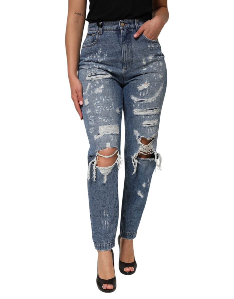 Dolce & Gabbana Jeans Femme Tissés Tactiques Taille Haute Bleus