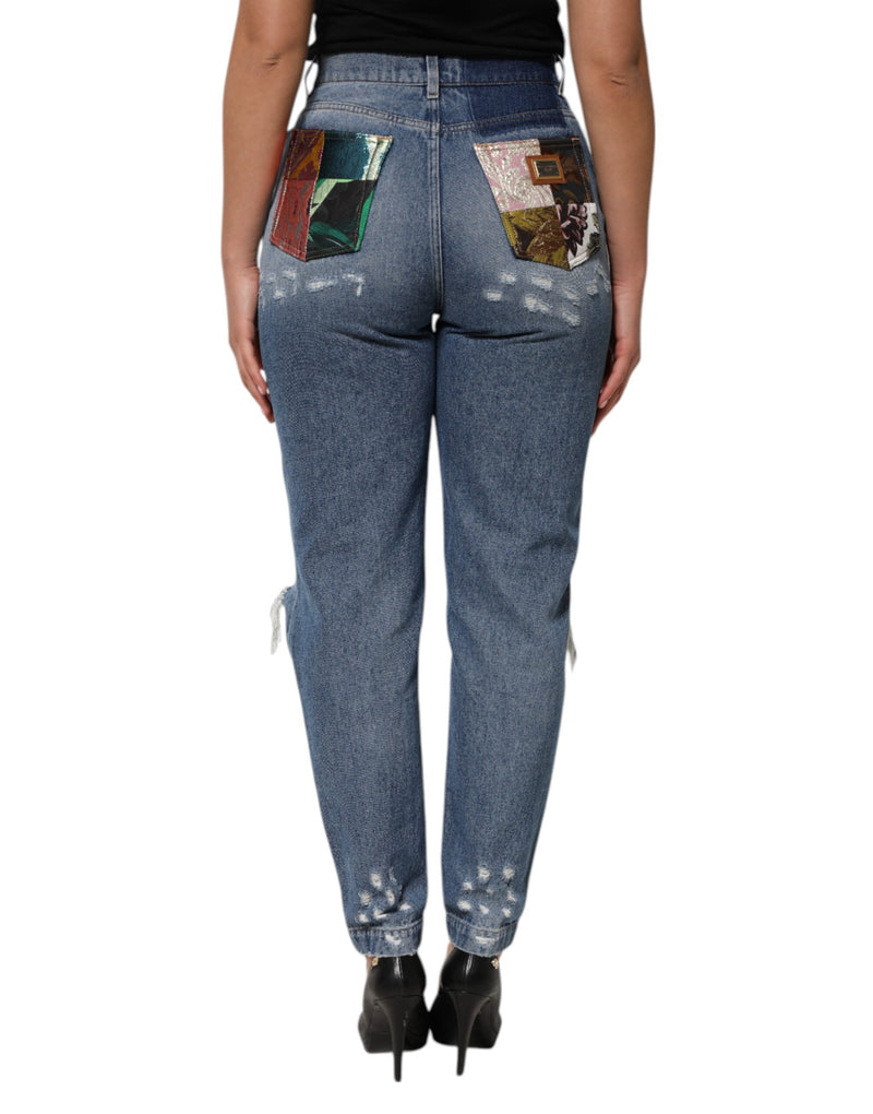 Dolce & Gabbana Jeans Femme Tissés Tactiques Taille Haute Bleus