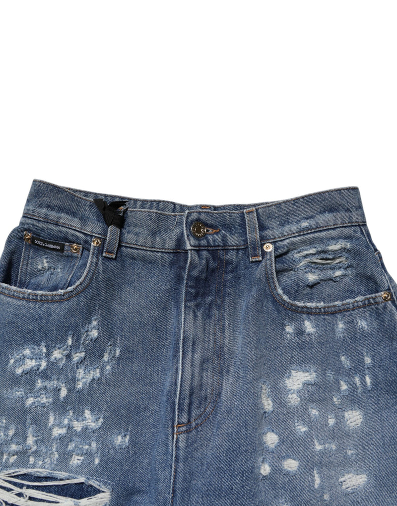 Dolce & Gabbana Jeans Femme Tissés Tactiques Taille Haute Bleus