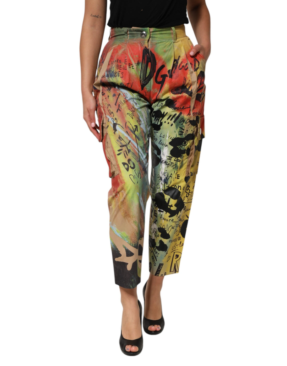 Dolce & Gabbana Pantalon Cargo Taille Haute Multicolore