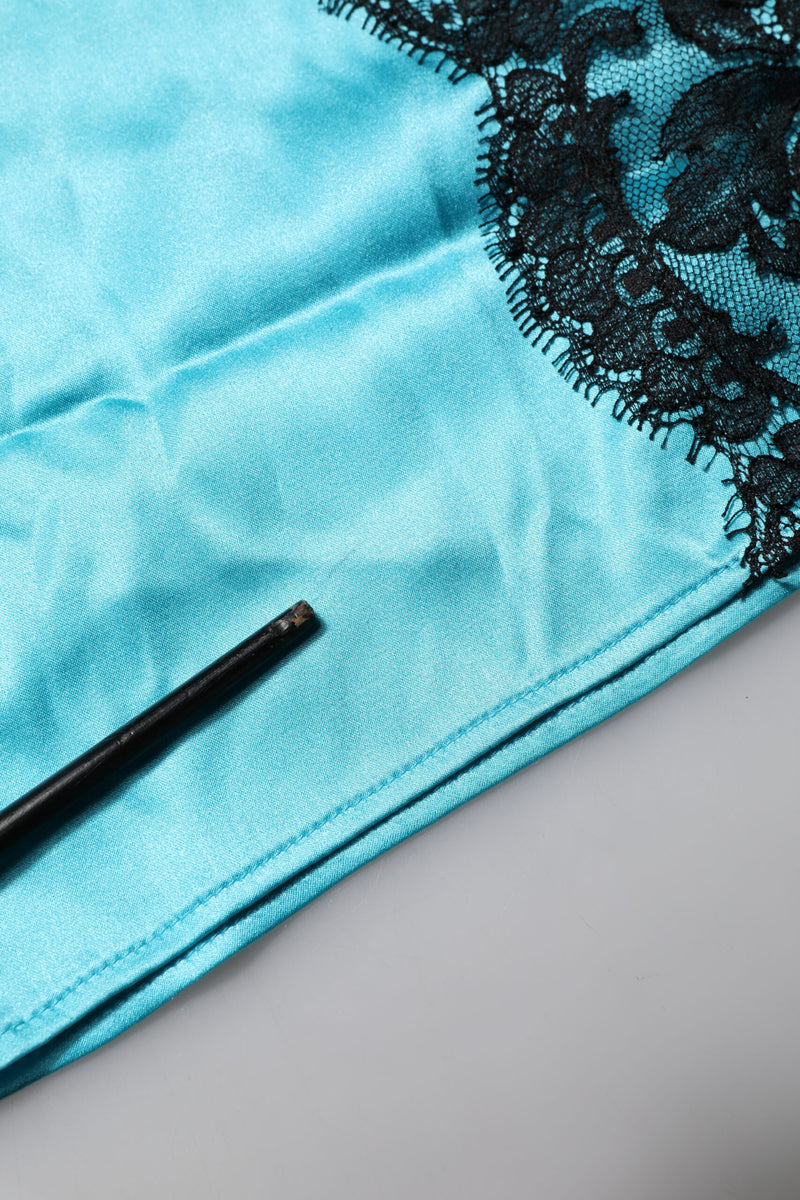 Dolce & Gabbana Pantalons de Pyjama Droits en Soie Bleue