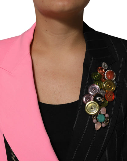Veste-manteau multicolore à motifs patchwork et ornements de Dolce & Gabbana