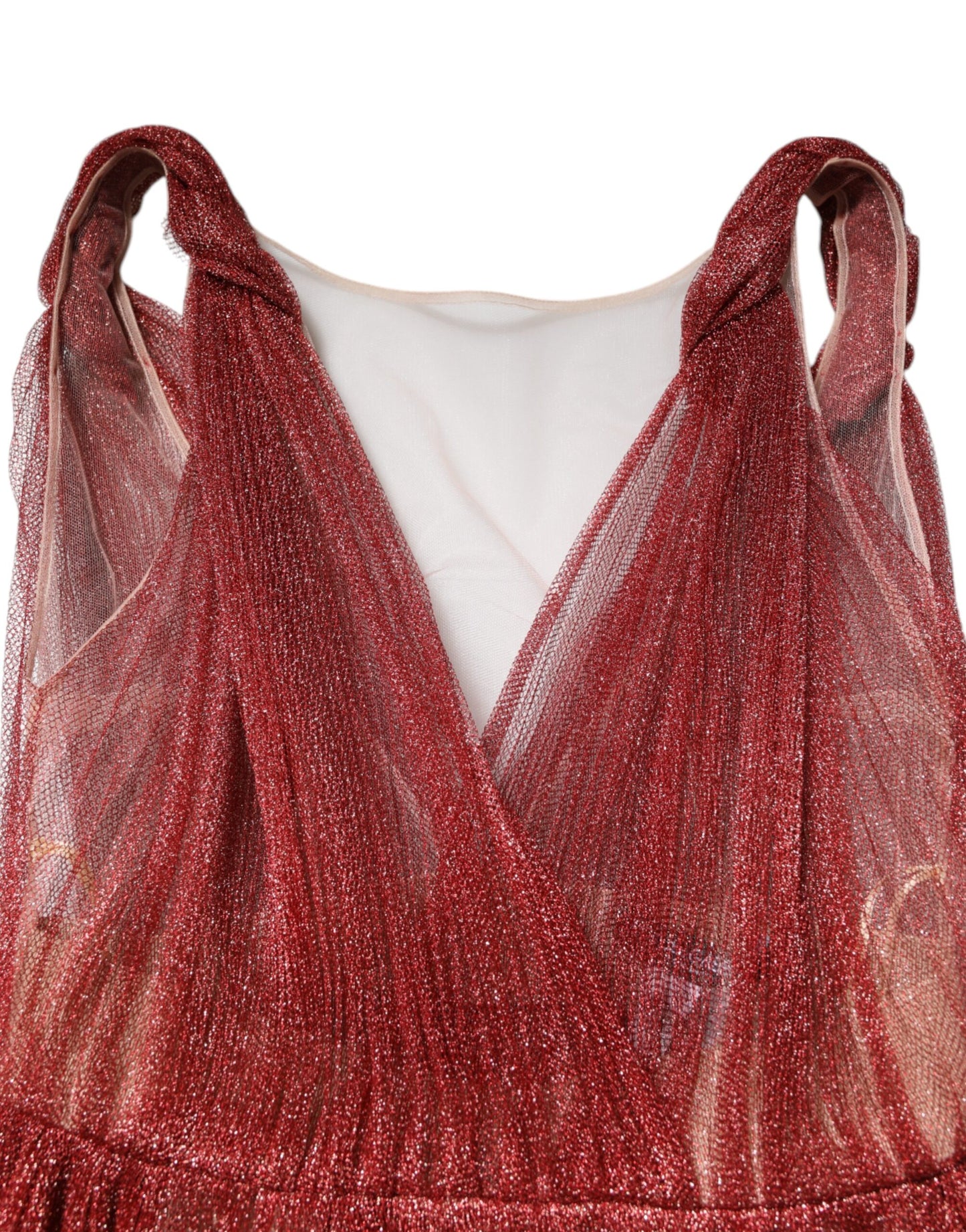 Robe midi trapèze sans manches en maille bordeaux de Dolce & Gabbana