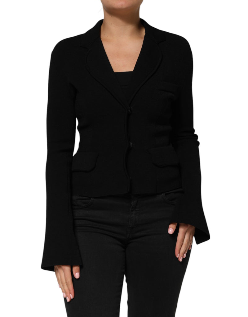 Dolce & Gabbana Veste Blazer Noir en Viscose à Boutonnage Simple