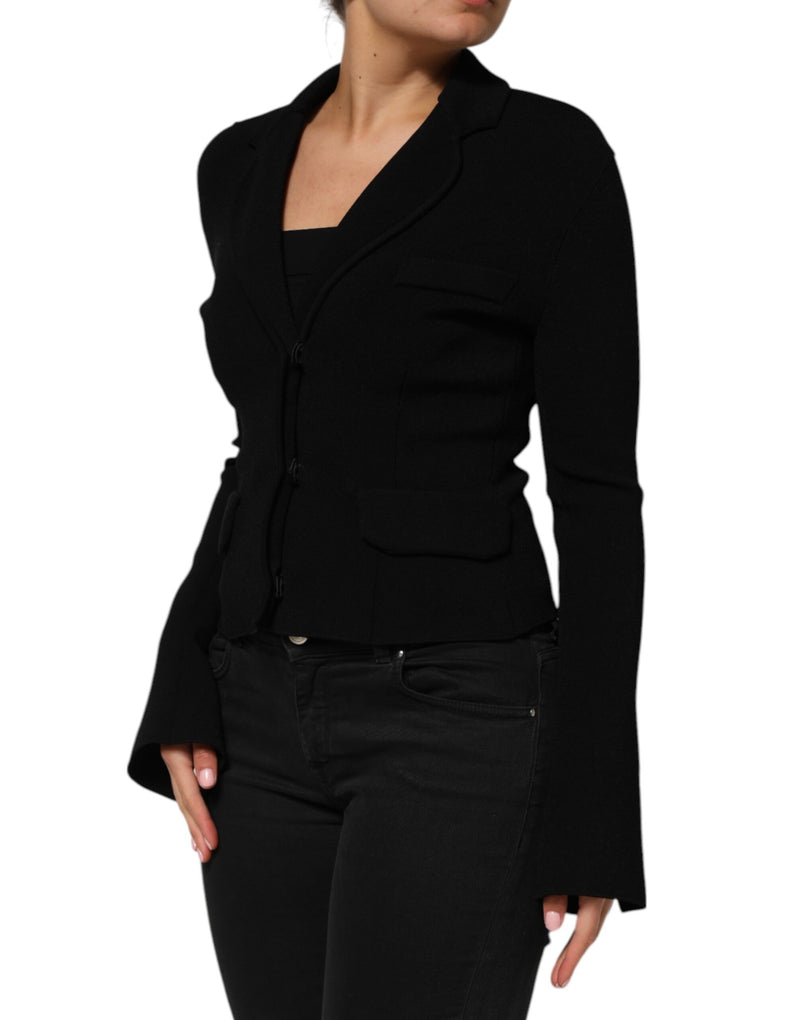Dolce & Gabbana Veste Blazer Noir en Viscose à Boutonnage Simple