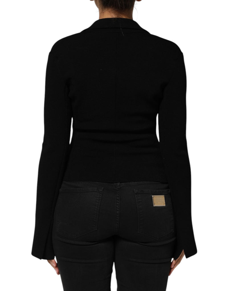 Dolce & Gabbana Veste Blazer Noir en Viscose à Boutonnage Simple