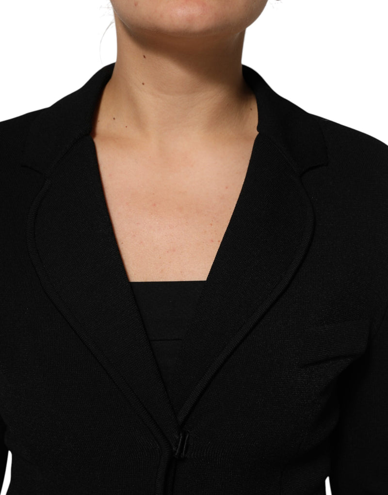 Dolce & Gabbana Veste Blazer Noir en Viscose à Boutonnage Simple