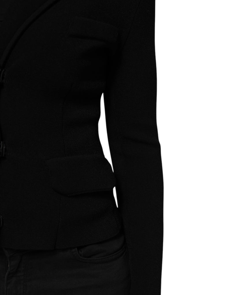 Dolce & Gabbana Veste Blazer Noir en Viscose à Boutonnage Simple