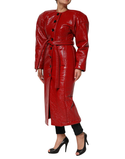Dolce & Gabbana Red Wool Single Breasted Trench Coat Jacket
