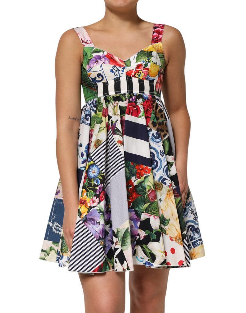 Dolce & Gabbana Multicolor Patchwork Cotton A-Line Mini Dress
