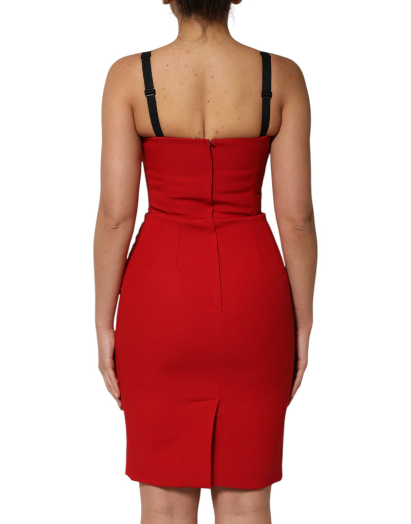 Robe Dolce & Gabbana Rouge Stretch Bodycon Longueur Genou