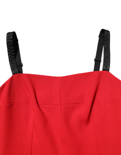 Dolce & Gabbana Red Stretch Bodycon Sheath Knee Length Dress