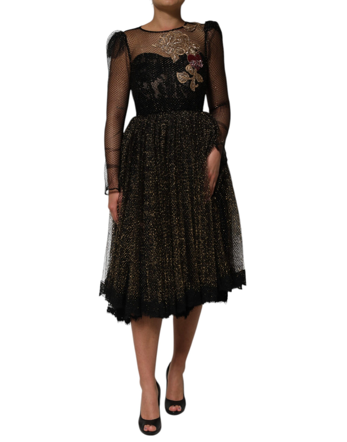 Robe A-line Dolce & Gabbana noire ornée de cristaux en forme de cœur