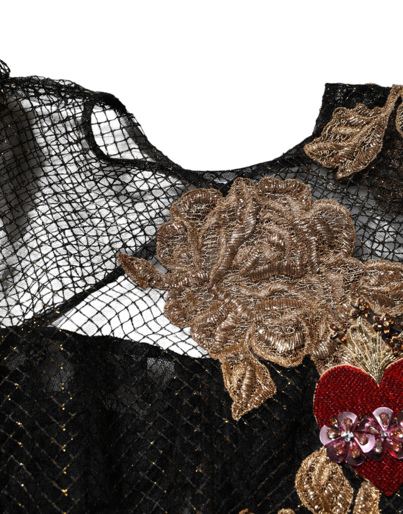 Robe A-line Dolce & Gabbana noire ornée de cristaux en forme de cœur
