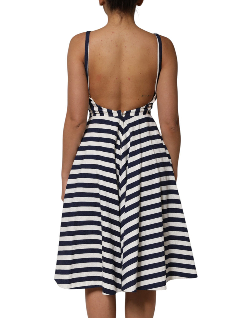 Robe A-line brodée rayée bleu et blanc Dolce & Gabbana