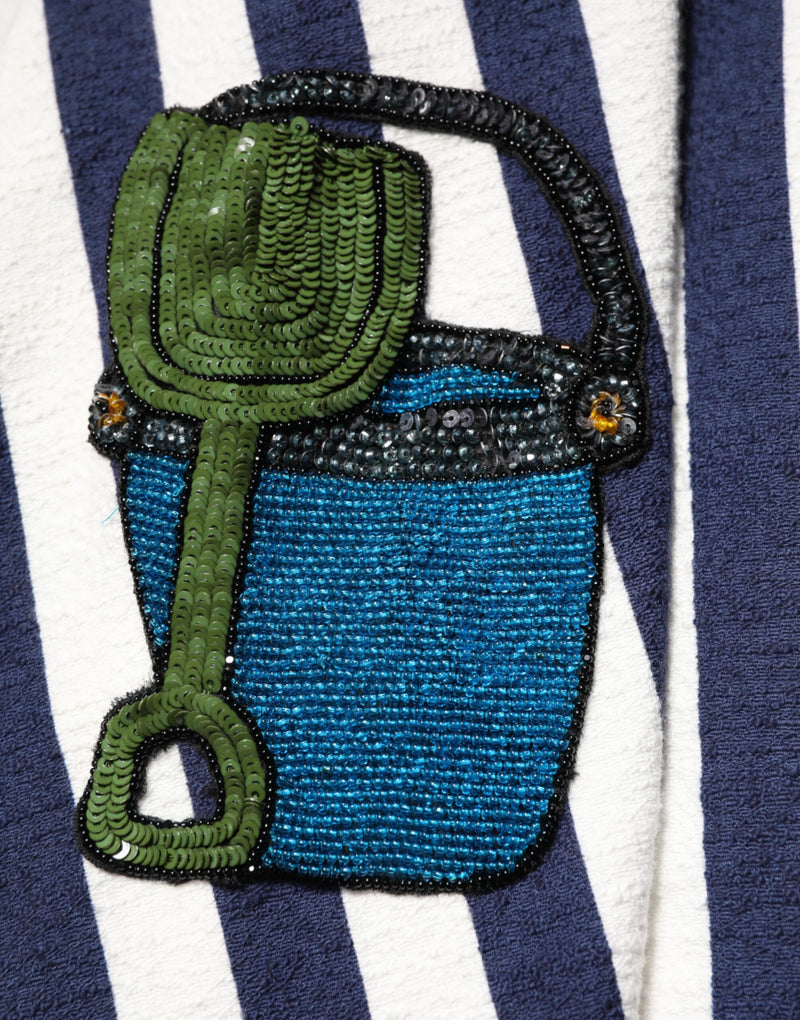 Robe A-line brodée rayée bleu et blanc Dolce & Gabbana