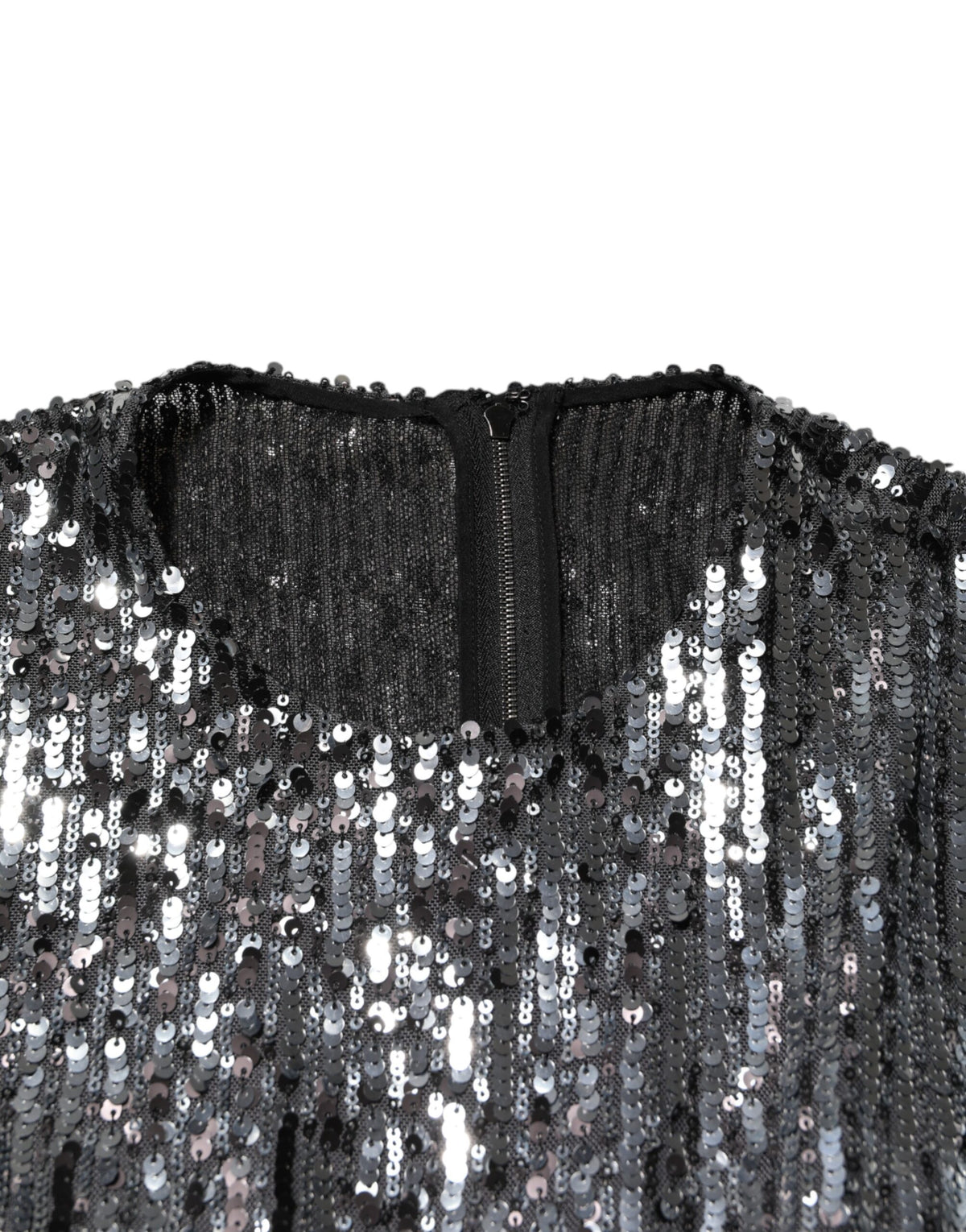 Robe Midi A-Line à Manches Longues en Sequins Noirs Dolce & Gabbana