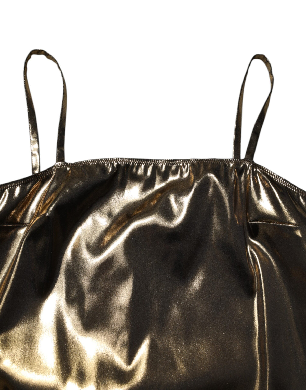 Robe Mini A-line Sans Manches Métallique Or Dolce & Gabbana