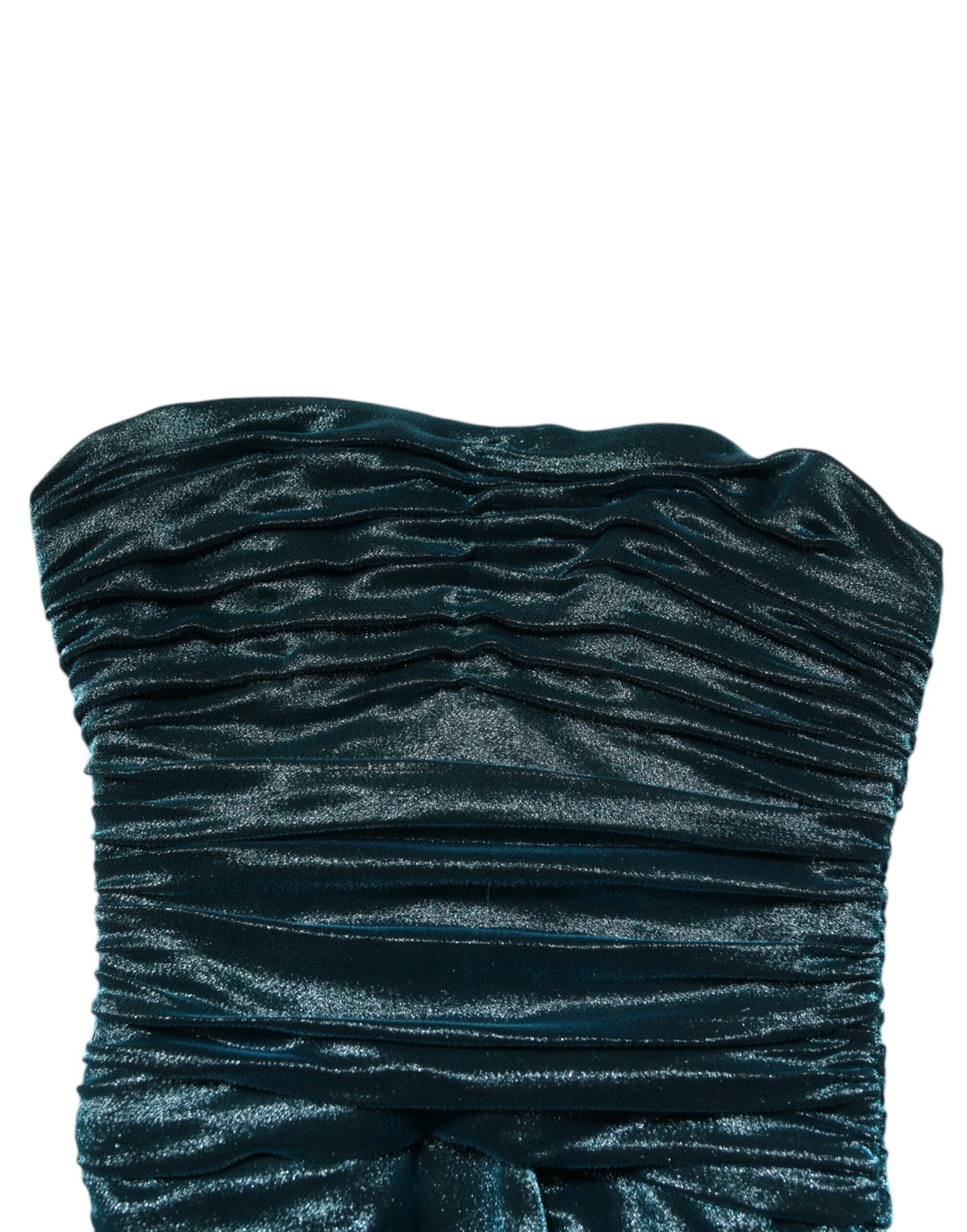 Robe satinée verte en soie, ajustée et sans bretelles de Dolce & Gabbana