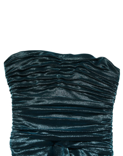 Robe satinée verte en soie, ajustée et sans bretelles de Dolce & Gabbana