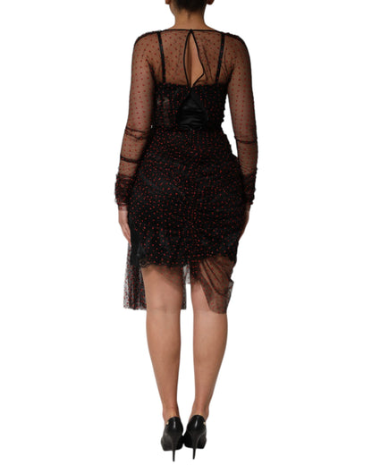 Mini-robe noire à manches longues et garniture en dentelle de Dolce & Gabbana