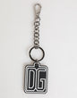 Porte-clés Dolce &amp; Gabbana pour homme, noir et blanc, avec logo DG en caoutchouc argenté