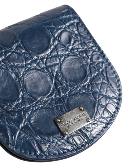 Étui à préservatifs en peau exotique bleue Dolce & Gabbana avec porte-monnaie et portefeuille de poche
