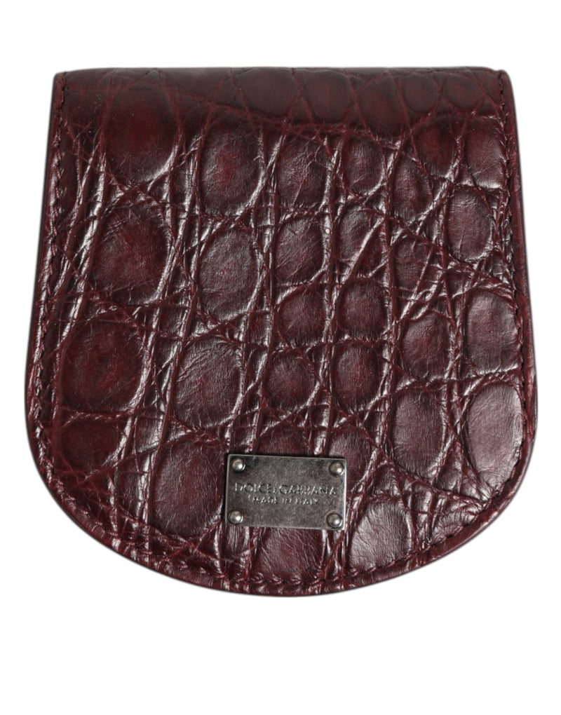 Dolce &amp; Gabbana Burgundy Exotic Skin Coin Condom Case Holder Pocket Wallet